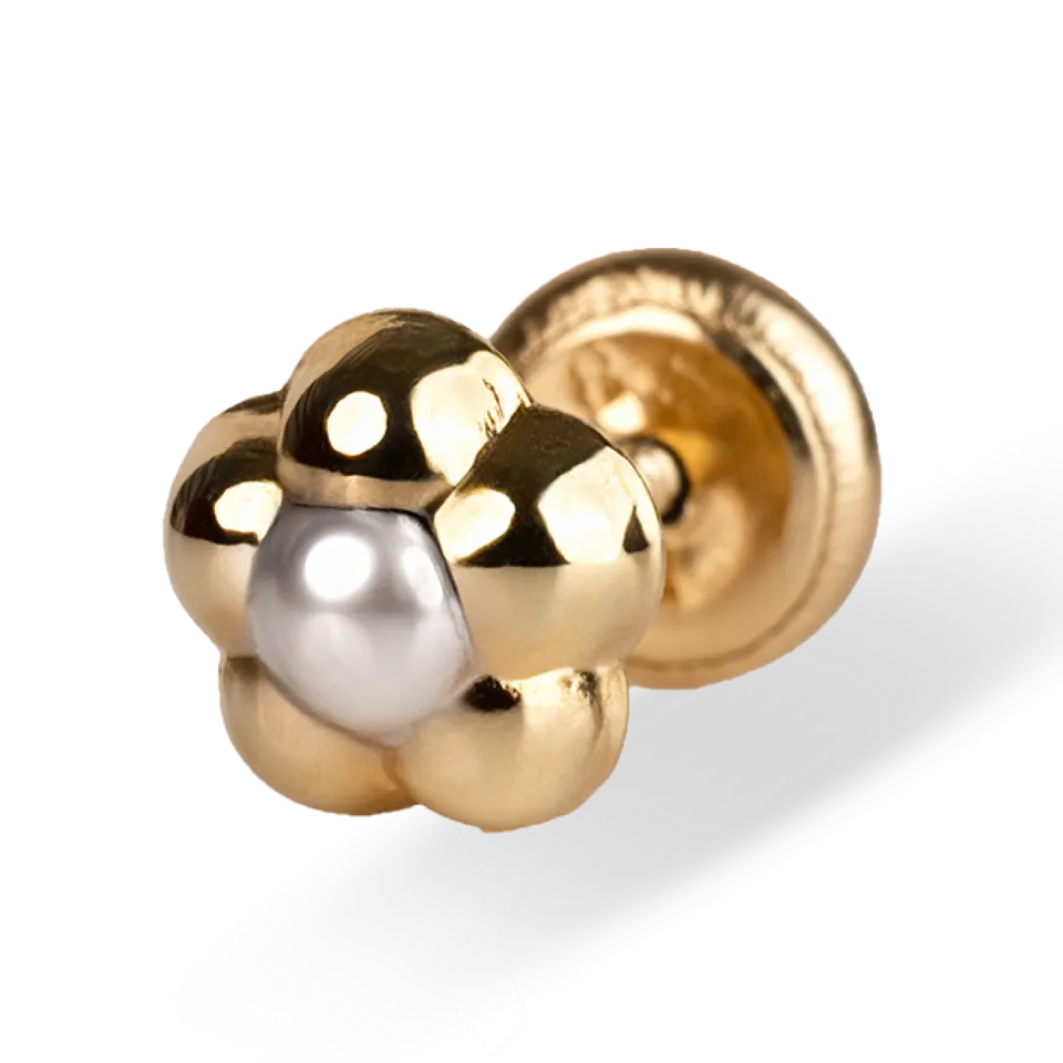 Gold Pearl Cluster Stud Earrings