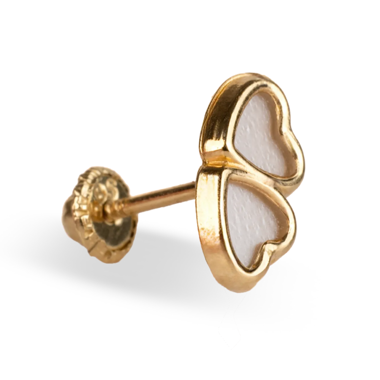 Gold Double Heart Stud Earrings