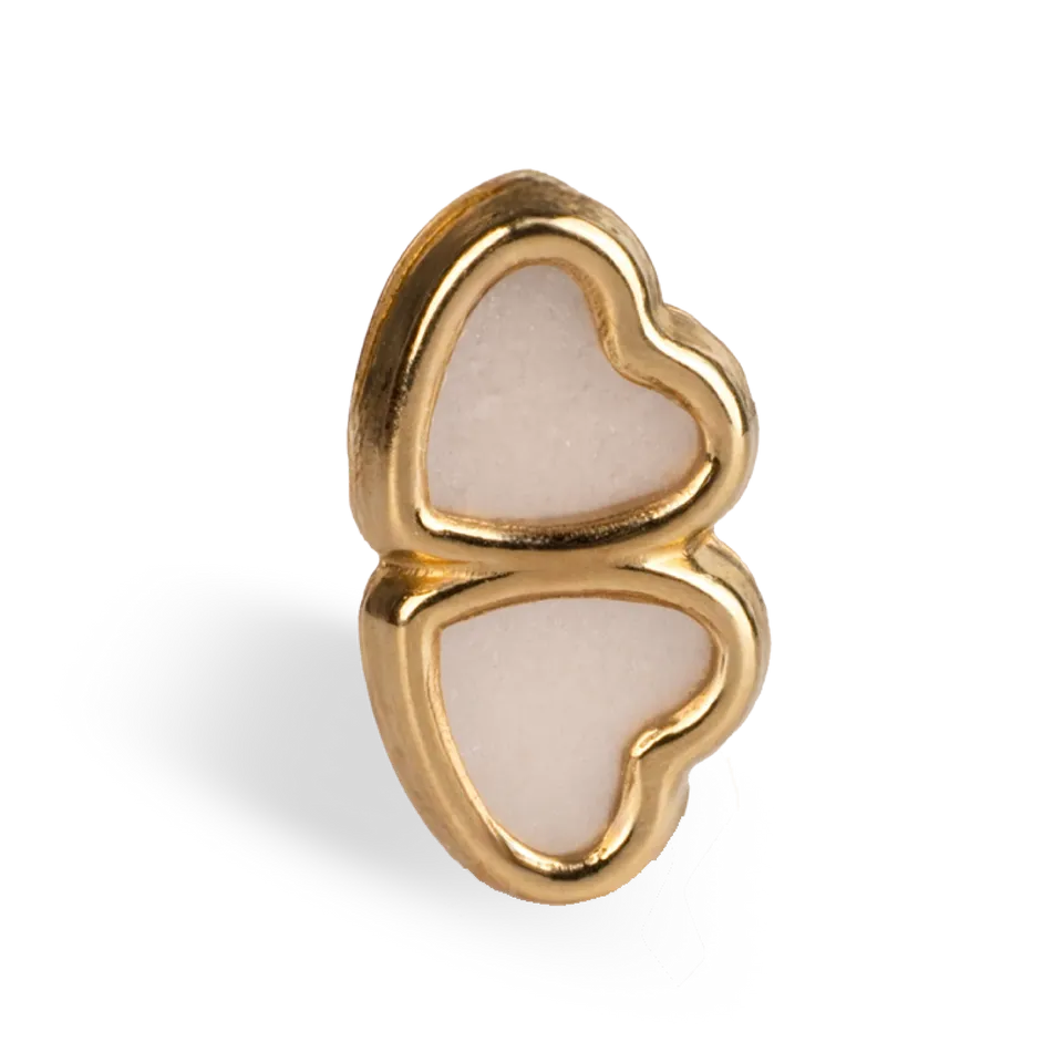 Gold Double Heart Stud Earrings