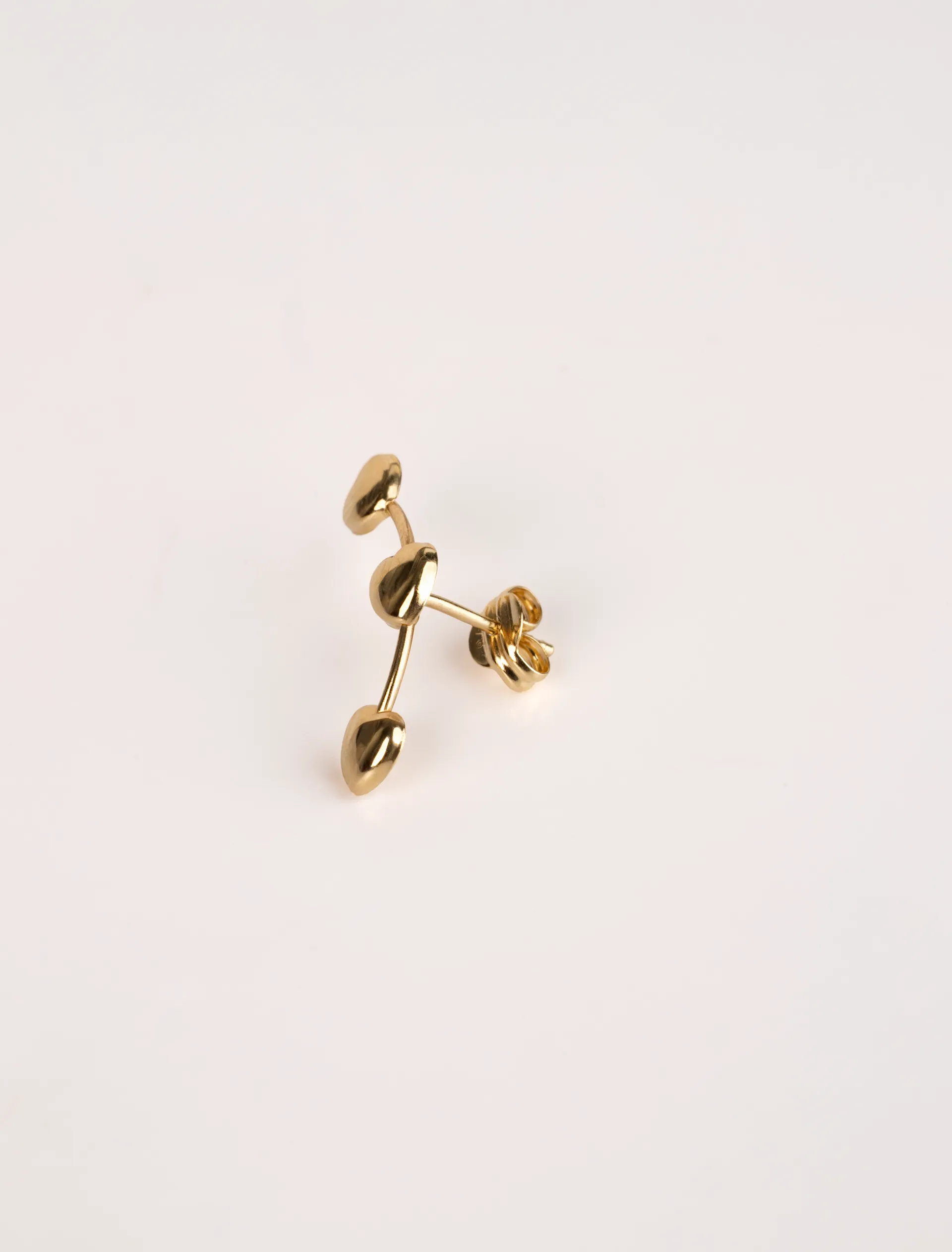 Gold Triple Heart Stud Earrings